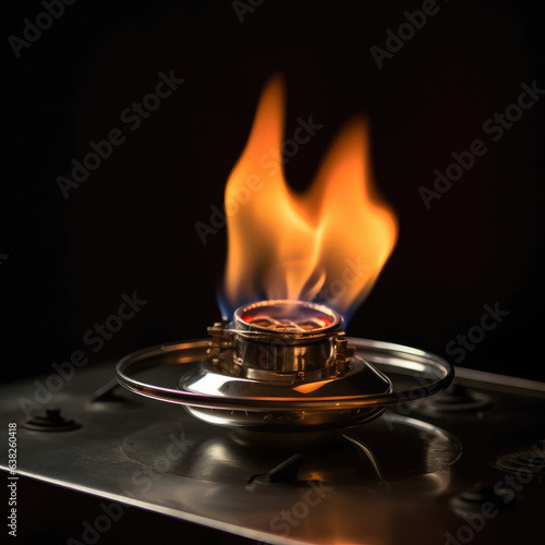 Burner gas flame isolated on a black background