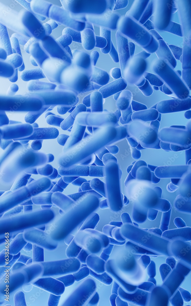 Obraz premium Large groups of germs with blue background, 3d rendering.