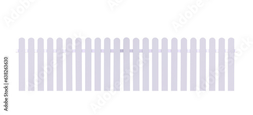 White gray artificial wooden picket fence on transparent background  png file