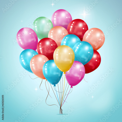 Vector color glossy happy birthday balloons with generative Ai