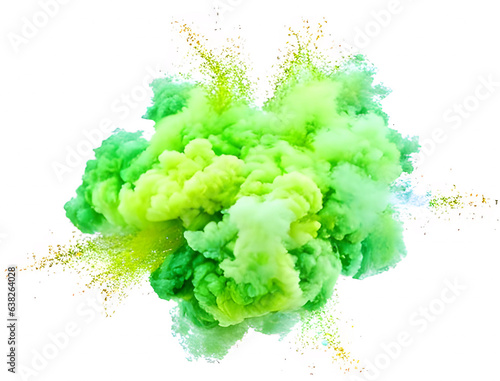 カラフルな煙のグラフィック素材 背景 テクスチャ 爆発 緑 AI生成