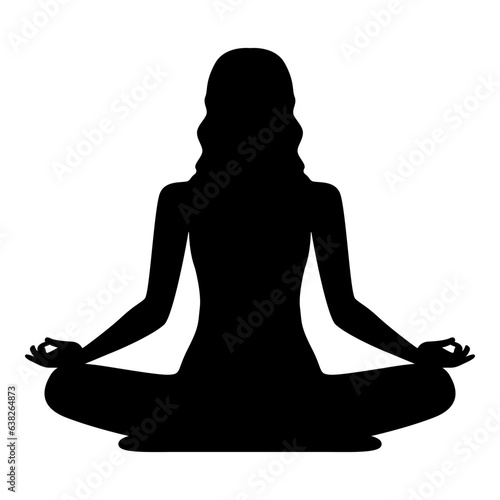 Yoga. Lotus Position Silhouette. The Woman is Sitting in a Lotus Yoga Pose, Meditation. Vector Shape