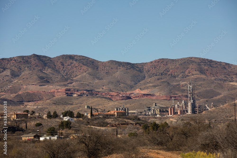 Morning view of mining operations in the hills of Clarkdale, Arizona, USA.