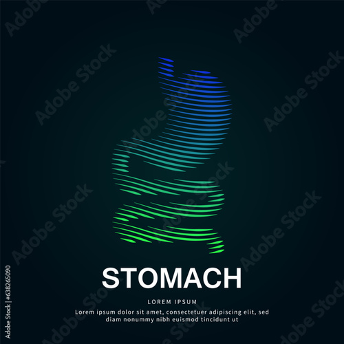 Human stomach medical structure. creative Vector logo stomach color silhouette on a dark background. EPS 10