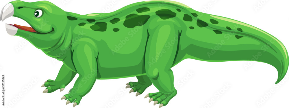 Naklejka premium Hyperadopedon dinosaur cute cartoon character. Prehistoric lizard, paleontology animal or extinct reptile Hyperadopedon cheerful vector mascot. Jurassic era dinosaur funny personage or happy character