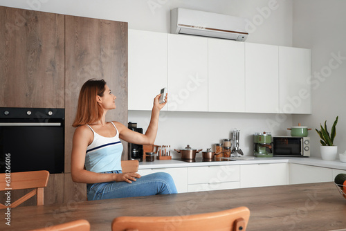 Young woman switching on ai...