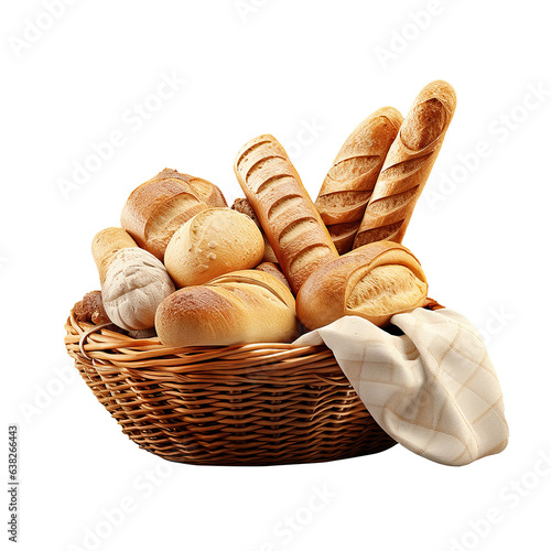 various kinds of bread in basket isolated. bread in basket PNG. bread in basket transparent. bread in basket isolated PNG image.