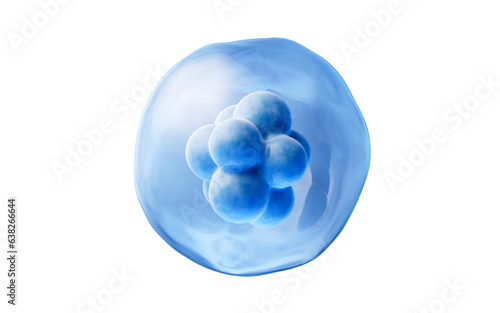 Blue isolated cell with biology concept, 3d rendering.