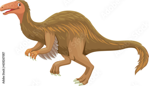Deinocheirus dinosaur cute cartoon character. Extinct lizard, prehistoric dinosaur or Jurassic era reptile isolated vector cheerful character. Paleontology animal mascot or Deinocheirus cute personage