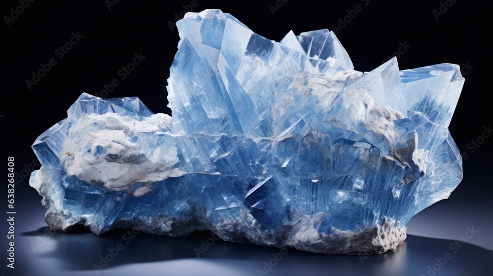 A photograph showcasing a raw and unprocessed chunk of celestite, displaying its delicate blue color and rough textures