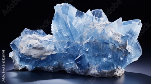 A photograph showcasing a raw and unprocessed chunk of celestite, displaying its delicate blue color and rough textures