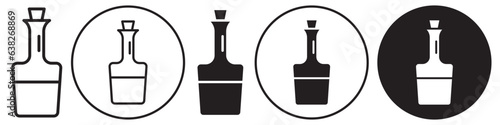 Vinegar Icon. Symbol of apple or rice and balsamic cider acetic acid use in cooking for adding flavor to the taste of food. Set collection of vegan sour taste healthy liquid in bottle container 