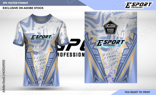 gaming Racing jersey pattern design. pattern on light blue background for soccer kit, football kit, e-sport, t shirt mockup template. Fabric pattern. Abstract background. Vector Illustration