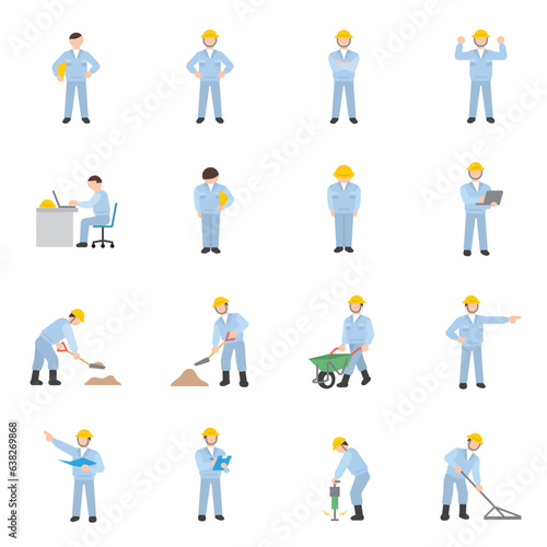 Icon collection of construction site workers　工事現場作業員のアイコン集