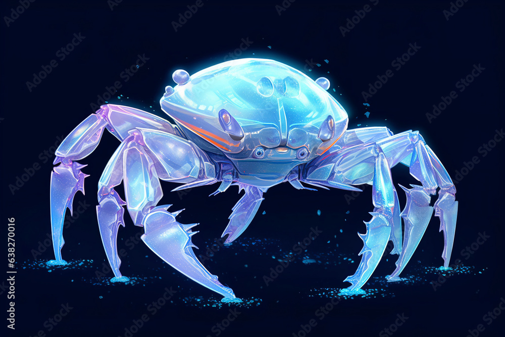 Fototapeta premium A snow crab glows in the dark. (Generative AI)