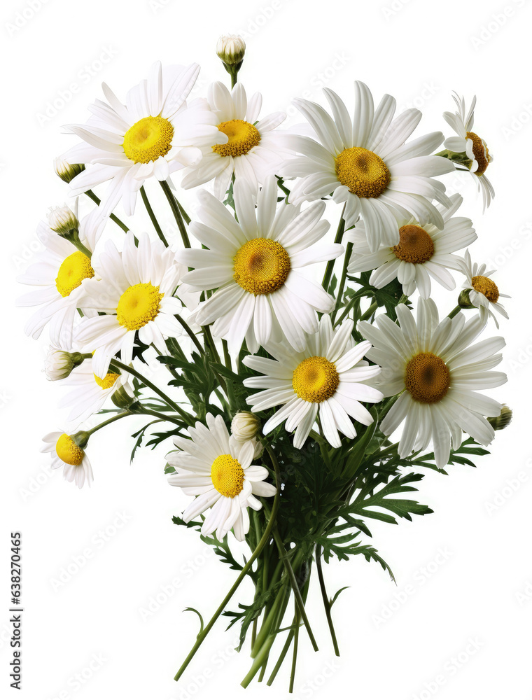 Obraz premium Bouquet of daisies flowers on white