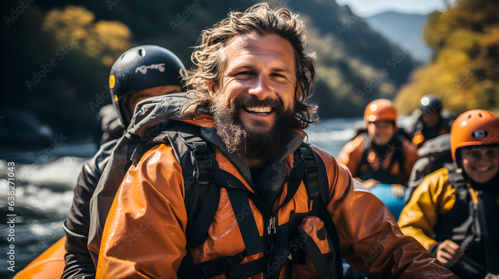Tourists are rafting on water adventures. Tourists are rafting on water adventures.