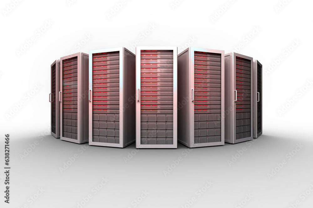 Digital png illustration of computer servers on transparent background