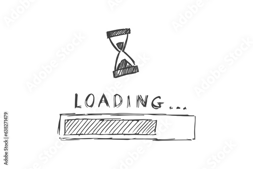 Digital png illustration of loading bar with hourglass on transparent background