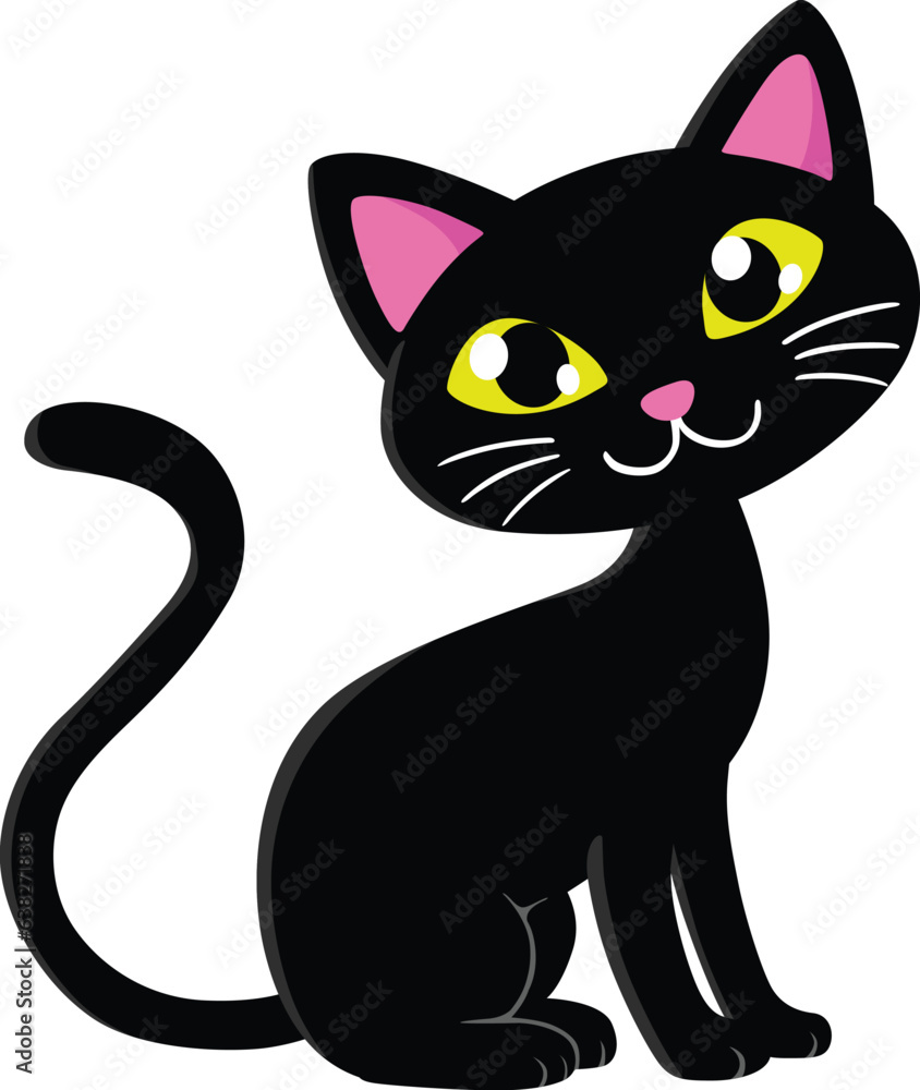 a sitting black cat cartoon a sitting black cat cartoon