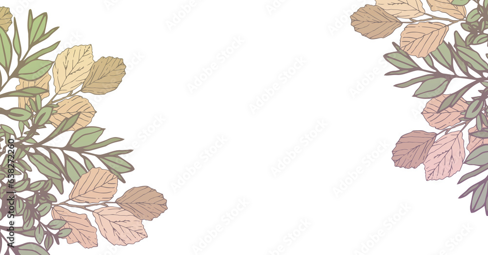Digital png illustration of leaves with copy space on transparent background