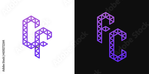 Letters CF and CF Polygon Logo Set, suitable for business related to polygon with CF and FC initials