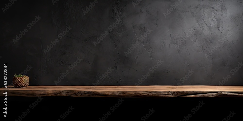 Minimalist elegance. Dark wooden table in empty space. Vintage vibes. Textured in retro design. Timeless charm. Old board as background Minimalist elegance. Dark wooden table in empty space. Vintage vibes. Textured in retro design. Timeless charm. Old board as background