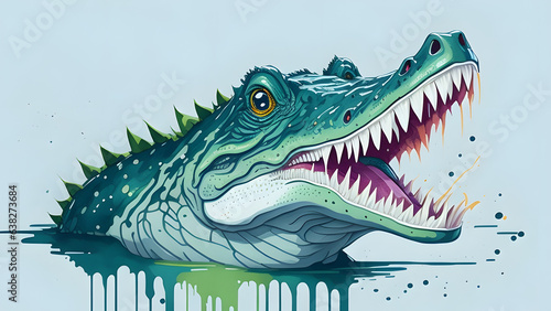 Watercolor splash Crocodile  Generative AI