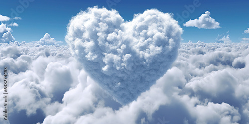 A White Heart Shape Shaped Cloud in The Blue Air in The Style of Detailed Blue Skies AI Generative