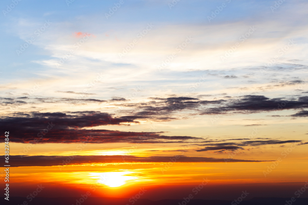 sun rise and sun set sky with cloud on a cloudy day.