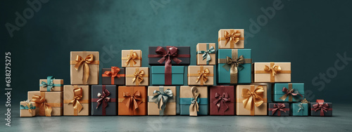 Present boxes holiday background with copy space