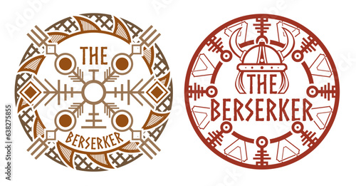 Schilderij op canvas the berserker round pattern tribal illustration