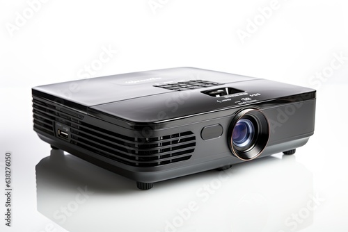 The black multimedia projector isolated on white background