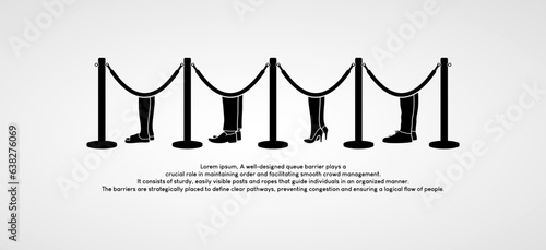 Male and female feet silhouette symbol vector design in neat queue side view with dividing tape