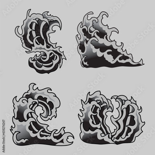 japanese wave traditional oranament element