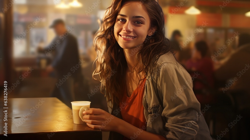 Portrait of a smiling young woman sitting in cafe