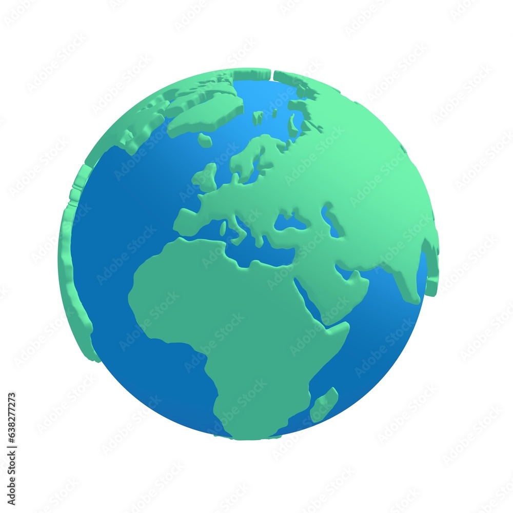 Cartoon planet Earth 3d render icon on white background Cartoon planet Earth 3d render icon on white background