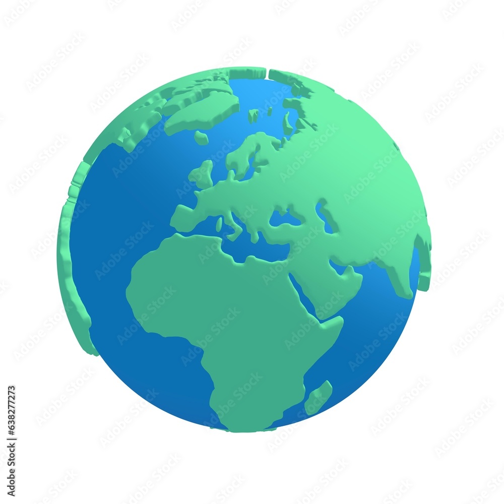 Cartoon planet Earth 3d render icon on white background