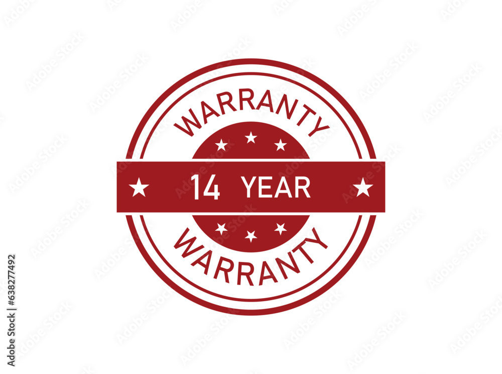 14 year warranty badges isolated on white background. 14 years Extended warranty.