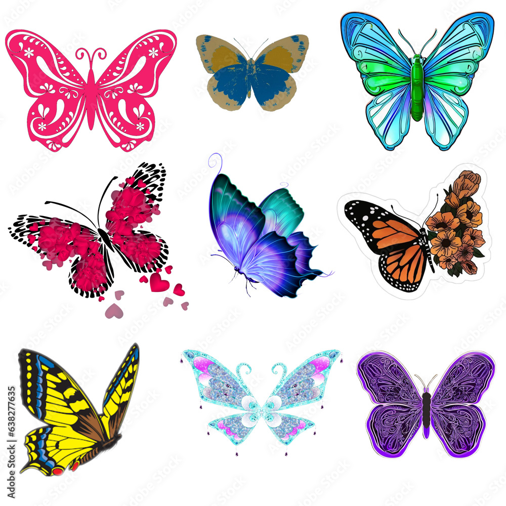 set of butterflies set of butterflies