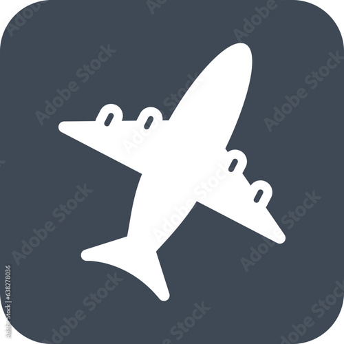 Airplane icon in simple square.