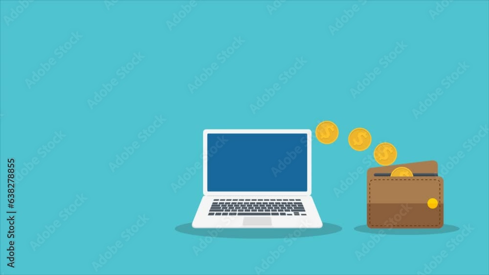 Digital Wallet. Electronic wallet on laptop computer vector, screen with digital money wallet for internet banking, wireless money transfer, internet cash. Digital Wallet. Electronic wallet on laptop computer vector, screen with digital money wallet for internet banking, wireless money transfer, internet cash.