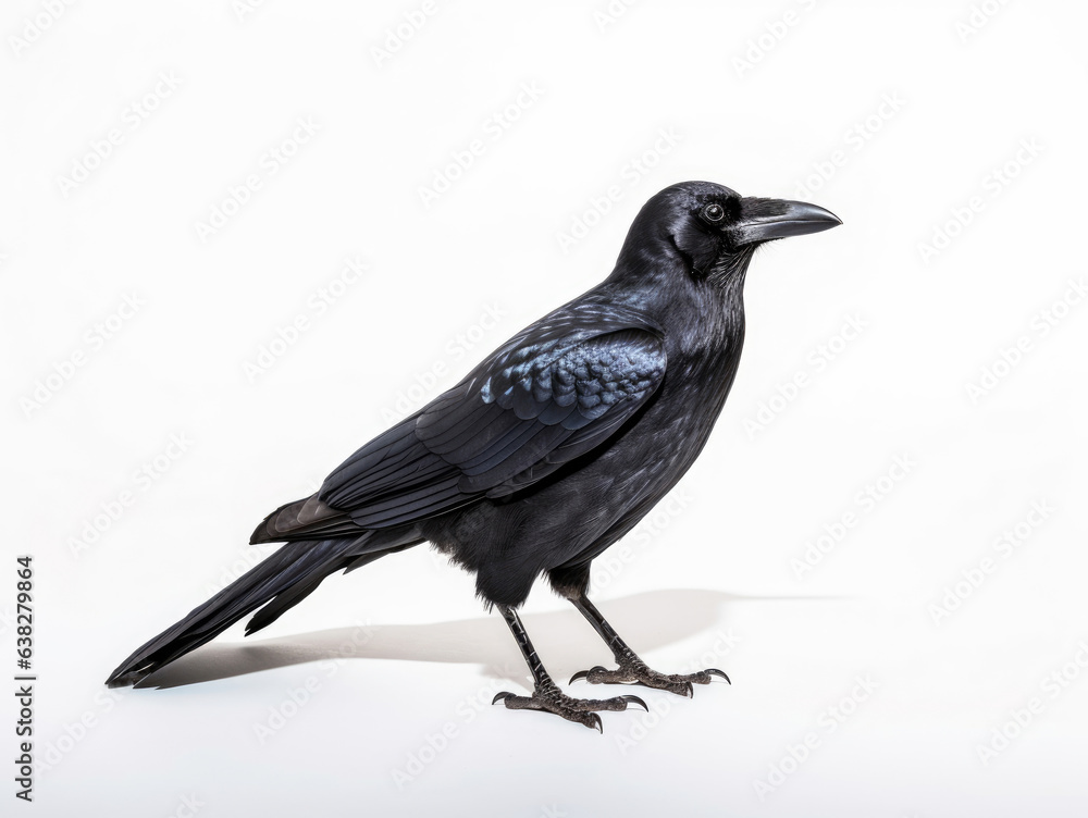 Naklejka premium A black american crow on a white background