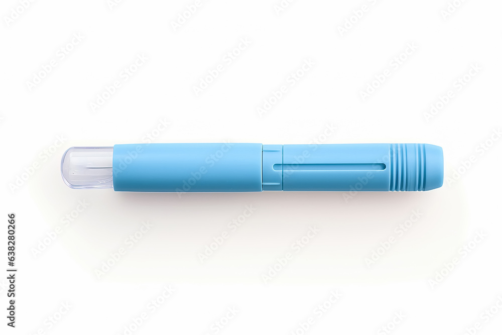 Injection blue pen isolated on white background Injection blue pen isolated on white background
