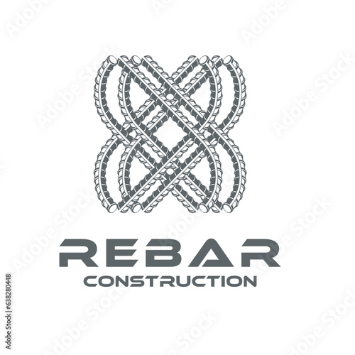 rebar concrete construction logo design vector, for business real estate, buildings, fence and roads	
