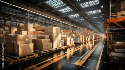Large automated warehouse logistics center for the delivery and storage of goods. AI generated