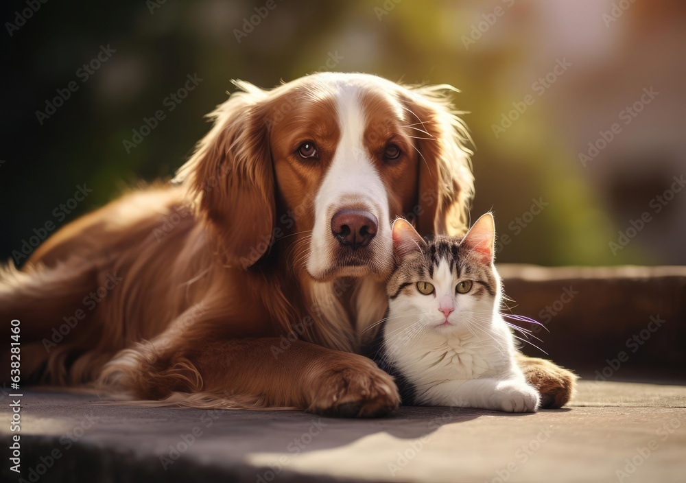 Cat and dog next to each other