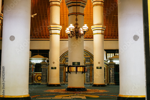 Photography mosque countryInterior in the main building with 5 from 13 sturdy pillars of the
