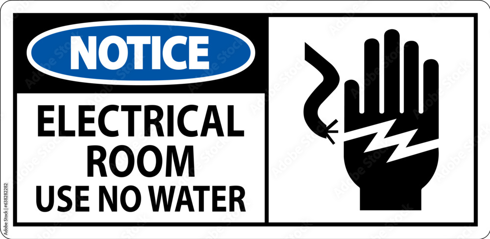 Restricted Area Sign Notice Electrical Room Use No Water Restricted Area Sign Notice Electrical Room Use No Water