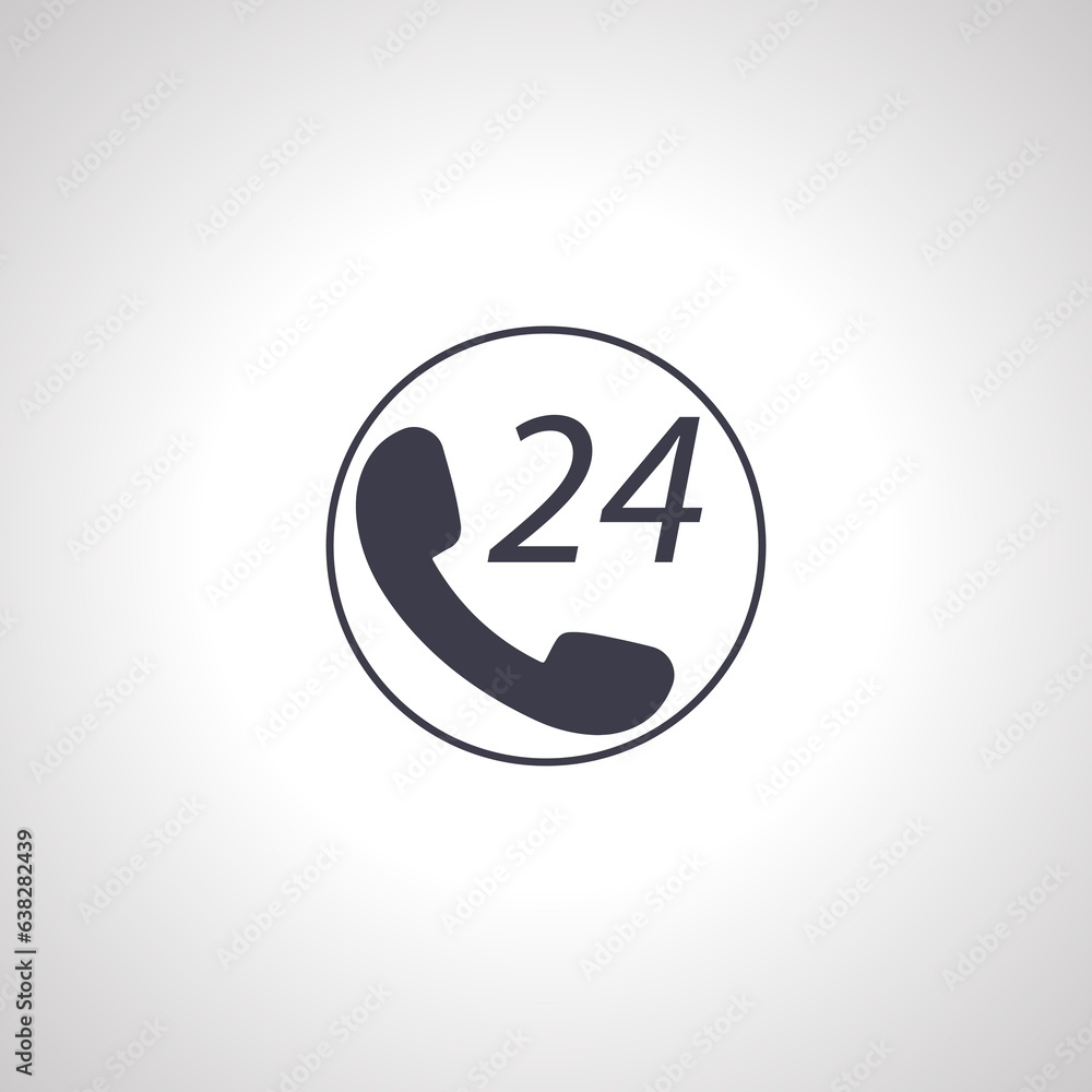 call center 24 icon. handset with 24 hours icon call center 24 icon. handset with 24 hours icon